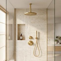 Aquanello Eterna Inbyggt termostatiskt duschset i PVD-guld med takarm 20 cm regndusch och handdusch ET-S-SET4-1-60